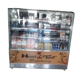 Glass Rectangular Confectionery Display Counter, Material: Stainless Steel, Glass