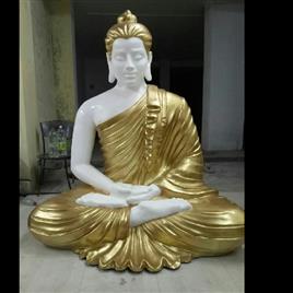 Golden Gold Plated Marble Golden Buddha Statue, Finish: Polished