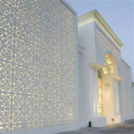 Grc Grill Facade Cladding In Bengaluru Rj Interiors And Constructions, Color: White And Golden