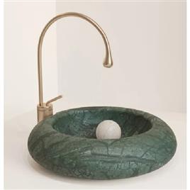 Green Marble Wash Basin, Shape: round