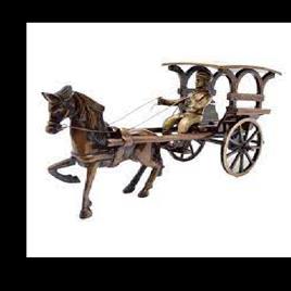 Horse Cart Statue, Color: Black Antique