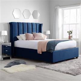 King Size Upholstered Storage Bed Blue With 1 Side Table, hydraulic: No