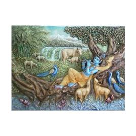 Krishna Wall Fiber Mural Mural, Material: Fiber