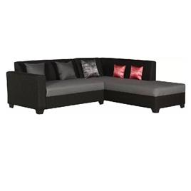 L Shape 6 Seater Fabric Sofa Set 3 3 Black Graypre Assembled, Primary Color: Black & Gray