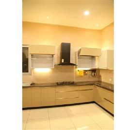 L Shaped Modular Kitchen 6, Colour: Brown