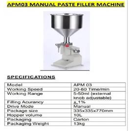 Manual Paste Filling Machine 5 50Ml, Voltage: manual