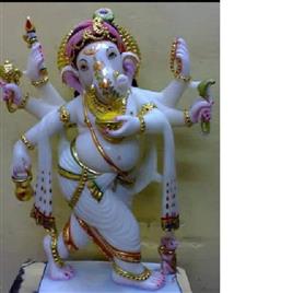 Marble Dancing Ganesh Statue, Product Type: white marble