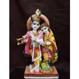 Marble Radha Krishna Statue 15, Pattern: Painted