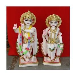 Multicolor Marble Radha Krishna Statue