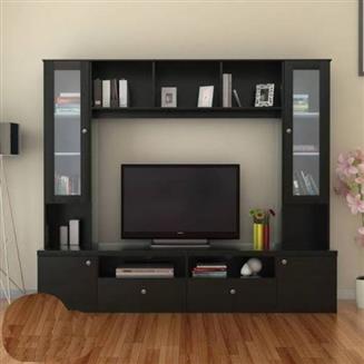 Plywood Black Wooden Tv Cabinet Features Waterproof Warranty 10 15 Years, Features: Waterproof