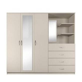 Plywood White Wooden Wardrobe Features Waterproof, Color: White