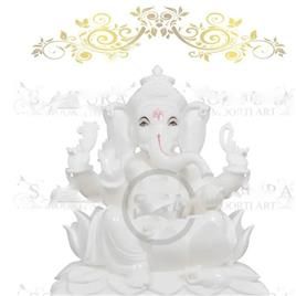 Pure White India Lord Ganesha Marble Statue