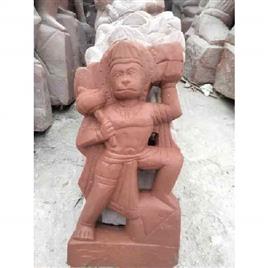 Red Marble Hanuman Statue