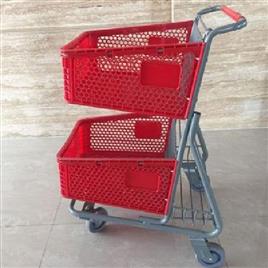 Red Stainless Steel Shopping Trolley, Load Capacity: 40 kg