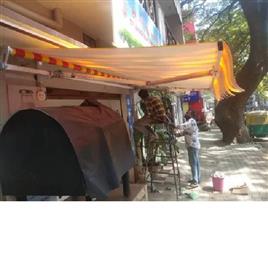 Retractable Printed Awnings - Polyester, Variable Dimensions, Beige | Sun Protection, Retractable Design, Customizable Print, Weather Resistant, Easy Installation, Durable Fabric, Manual/Motorized Mechanism, Variable Projection