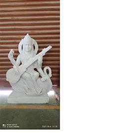 Saraswati Mata Marble Statue White Marble Saraswati Murti Size3Fit