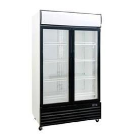 Silver Commercial Double Glass Door Refrigerator