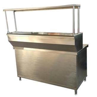 Silver Hotel Commercial Kitchen Stainless Steel Pav Bhaji Counter, Color: silver