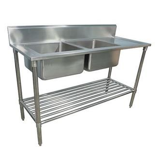 Stainless Steel Silver Two Sink Unit