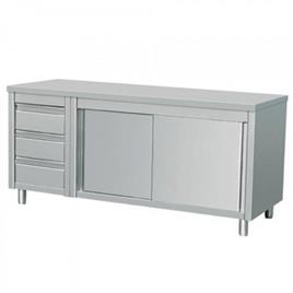 Stainless Steel Silver Work Table With Cabinet