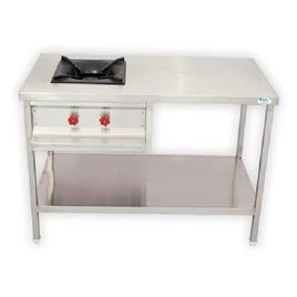 Stainless Steel Single Burner Cooking Range With Pantry Table