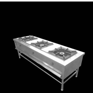 Stainless Steel Three Burner Cooking Range