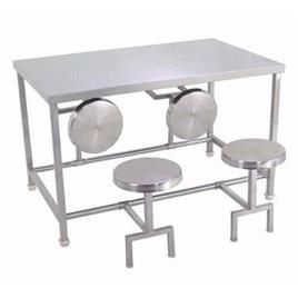 Stainless Steel White Dining Tables With Folding Stools, Country of Origin: Made in India