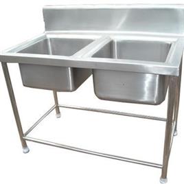 Two Sink Unit 19 - Stainless Steel 1200x600x800 mm Two Sinks Polished Finish Durable Stand