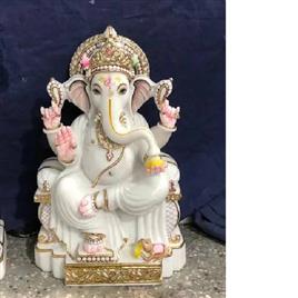 Vietnam Marble Ganesh Murti Makrana Marble Ganesh Murti Size3Fit, Size: 2.5fit