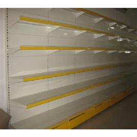 Wall Mounted Departmental Store Rack, Color: White & Yellow