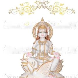 White And Gold Traditional Marble Gayatri Murtis Statue