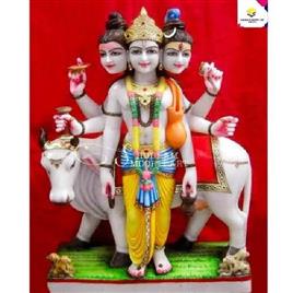 White Marble Dattatreya Statue Dattatrieya Murti Size 4 Fit, Size: 3.5fit