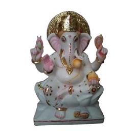 White Marble Ganesh Statue 5, Material: Marble