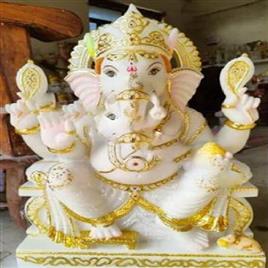 White Marble Ganpati Statue 2, Material: White Marble