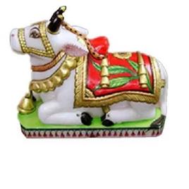 White Marble Nandi Statue 3, Material: Marble