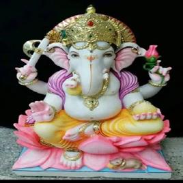 White Marble Painted Ganesh Statue In Jaipur Dixit Marble Moorti Museum