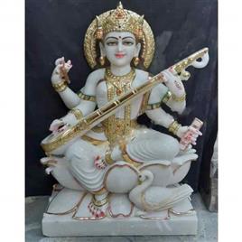 White Marble Saraswati Mata Statue 2, Size: 24 Inch at Best Price in ...