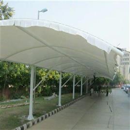 White Pyramid Tensile Car Parking Structure, Material: PVC