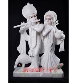 White Traditional Marble Radha Krishna Moorti