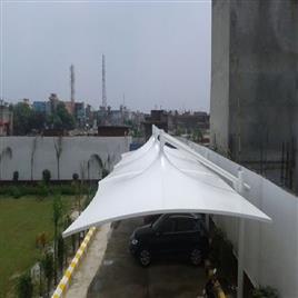 White Umbrella Car Parking Shed, Color: White