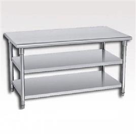 Work Table With Two Under Shelves One Over Head Shelf And Three Side Ss Covering Top Bottom, Product Material with Specification: ss